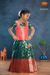 Girls Green Peace Lilly Banaras Pattu pavadai 