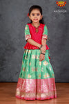 Girls Green Peacock Patola Pattu Pavadai 