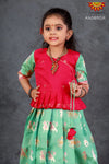 Girls Green Peacock Patola Pattu Pavadai 