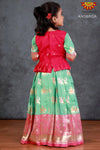 Girls Green Peacock Patola Pattu Pavadai 