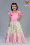 Girls Light Pink Silver Cloud Lehenga 