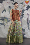 Girls Maroon Floral Creeper Pattu pavadai 