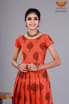 Girls Orange Cotton Pine Tree Long Gown 