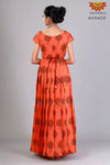 Girls Orange Cotton Pine Tree Long Gown 