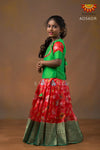Girls Orange Organza Floral Creeper Pattu pavadai 