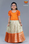 Girls Orange Silver Cloud Lehenga 