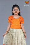 Girls Orange Silver Cloud Lehenga 