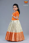 Girls Orange Silver Cloud Lehenga 