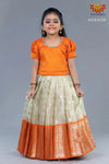 Girls Orange Silver Cloud Lehenga 