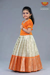 Girls Orange Silver Cloud Lehenga 