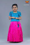 Girls Peacock Blue Pink Peacock Lehenga 