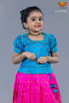 Girls Peacock Blue Pink Peacock Lehenga 