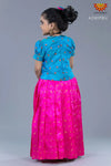 Girls Peacock Blue Pink Peacock Lehenga 