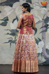 Girls Pink Floral Creeper Pattu pavadai 