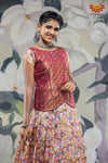 Girls Pink Floral Creeper Pattu pavadai 