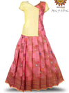 Girls Pink Jal Motif Pattu Pavadai | Lehenga 