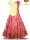 Girls Pink Jal Motif Pattu Pavadai | Lehenga 