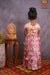 Girls Pink Satin Digital Print Long Gown 