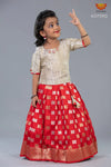Girls Red Butterfly Lehenga Pattu Pavadai 