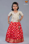 Girls Red Butterfly Lehenga Pattu Pavadai 