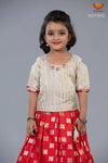 Girls Red Butterfly Lehenga Pattu Pavadai 