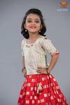 Girls Red Butterfly Lehenga Pattu Pavadai 
