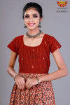 Girls Red Kalamkari Cotton Long gown 