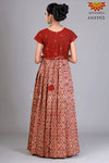 Girls Red Kalamkari Cotton Long gown 