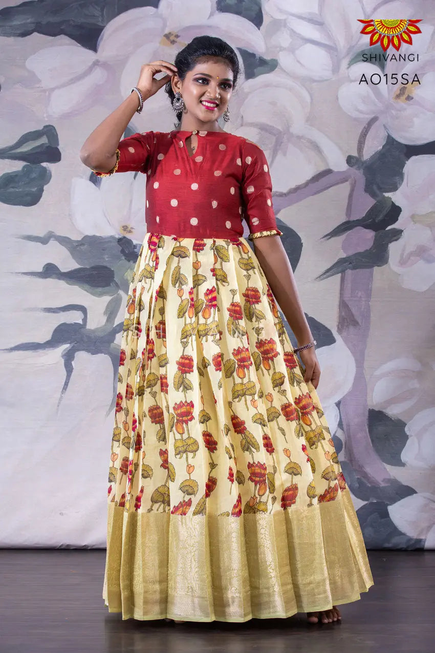 Aayaa vol 9 PURE CHANDERI DIGITAL PRINTED GOWN