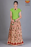 Girls Sandle Printed Mango Creeper Cotton Pavadai 