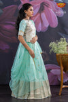 Girls Sky Blue Pastel Gold Butta Lehenga 
