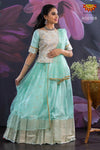 Girls Sky Blue Pastel Gold Butta Lehenga 