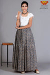 Girls White Kalamkari Cotton Long gown 