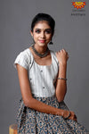 Girls White Kalamkari Cotton Long gown 