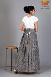 Girls White Kalamkari Cotton Long gown 