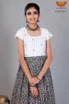 Girls White Kalamkari Cotton Long gown 