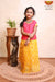 Girls Yellow Golden Leaf Pattu Pavadai 