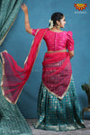 Girls Green Checks Chanbali Half saree | Langa Davani 