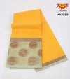 Women's Yellow Muslin Saree 