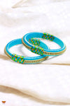 Silk Thread With Stone Work Sky Blue Bangles 