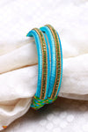 Silk Thread With Stone Work Sky Blue Bangles 