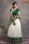 Teenage Girls Green Twin Mango Half Saree | Langa Davani 