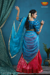 Girls Pink Checks Chanbali Half saree | Langa Davani 