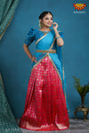 Girls Pink Checks Chanbali Half saree | Langa Davani 
