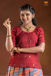 Navy Blue Girls Peacock Leheriya Pattu Pvadai