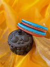 Peach And Blue Silk Thread Bangles 