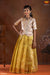 Girls Yellow Copper Honeycomb Pattu Pavadai | Langa