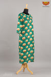 Green Kantha Print Mul Kurthi for Women 
