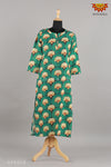 Green Kantha Print Mul Kurthi for Women 