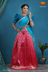 Girls Pink Checks Chanbali Half saree | Langa Davani 